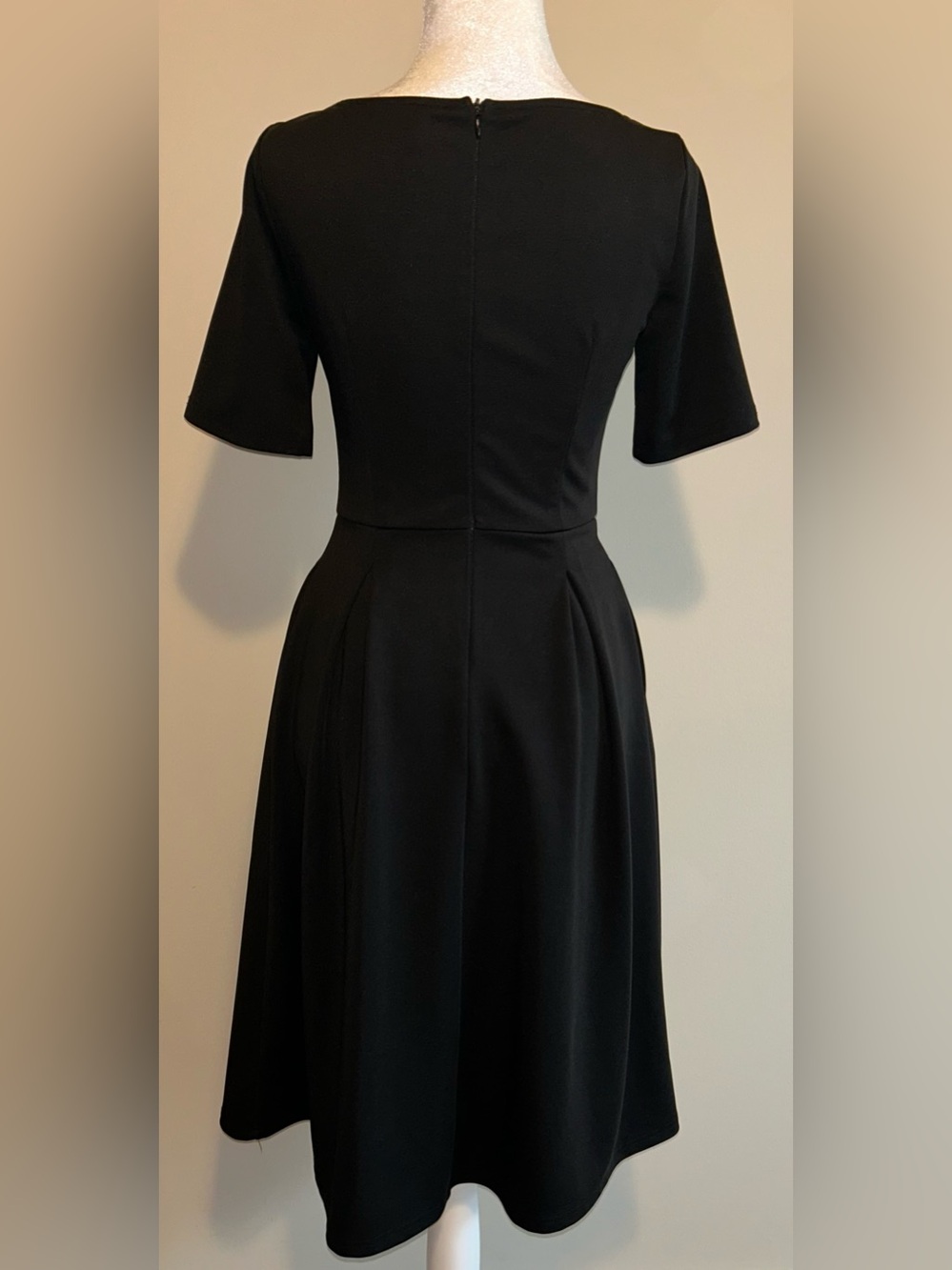 Women’s Black Midi Fit-and-Flare Dress - Picture 2 of 3